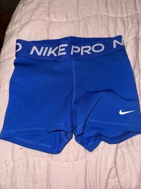 Nike Blue Pro Compression Shorts with White Swoosh